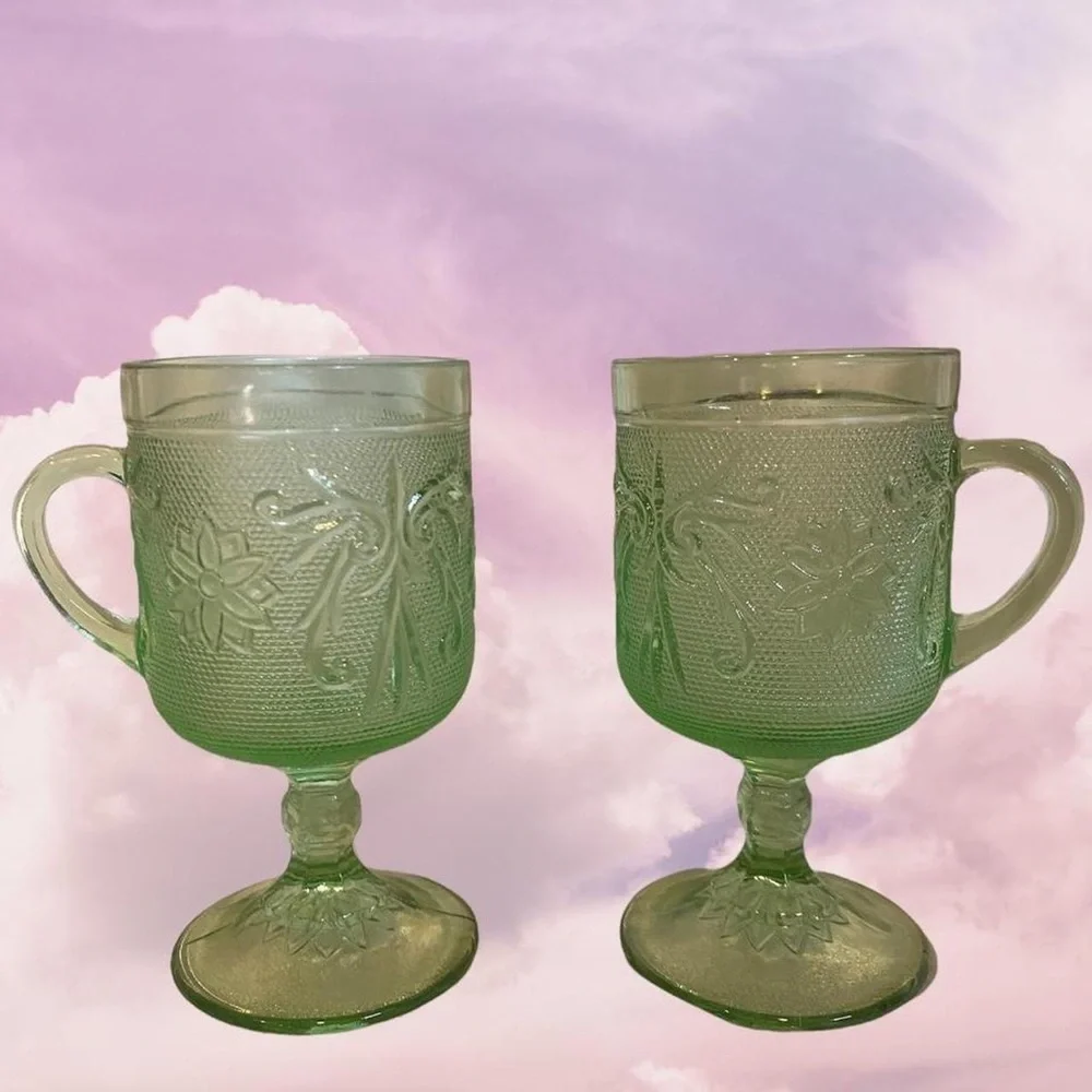 Vintage green glassware, set of 2
